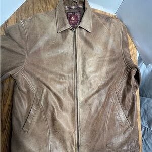 Vantage  The Territory Ahead 100% Leather Jacket Men Sz XLT Beige Blanket Lined